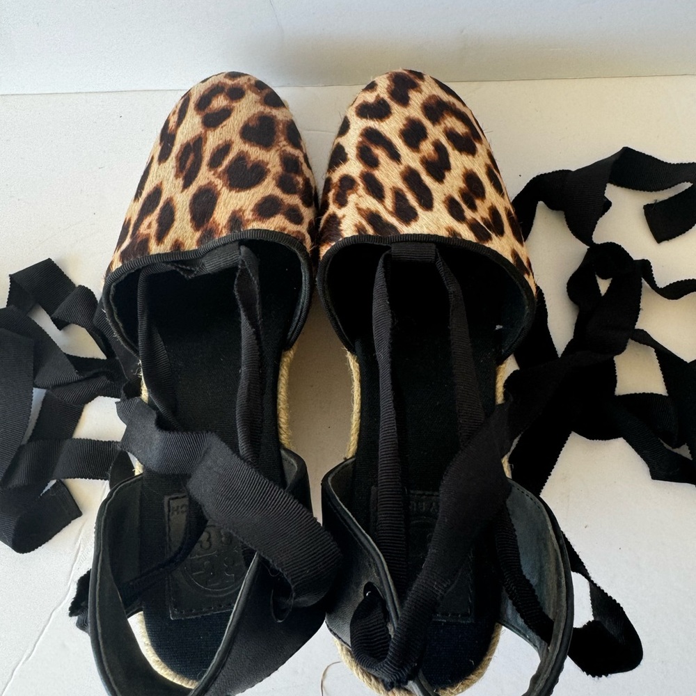 Tory Burch Elisa Leopard Wedge Espadrille 7.5 - Picture 10 of 13